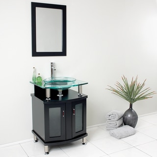 Belvedere Modern Espresso 24-inch Bathroom Vanity with Tempered Glass Top and Sink