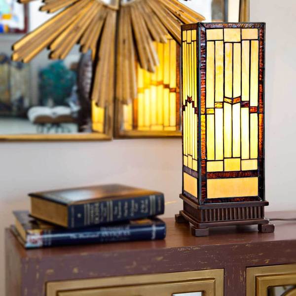 Stained-glass Rustic Hurricane Accent Lamp