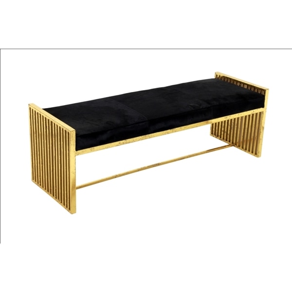 Horizon Black Leather And Gold Metal Bench