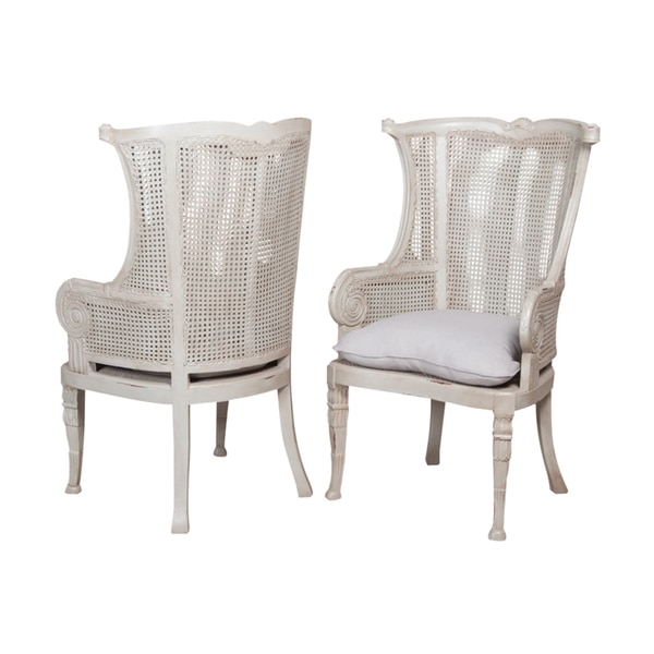 Caned Ice Grey Wing Back Chair (Set of 2)