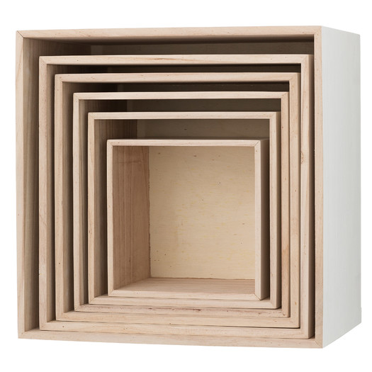 6 Piece Square Wood Display Box Set