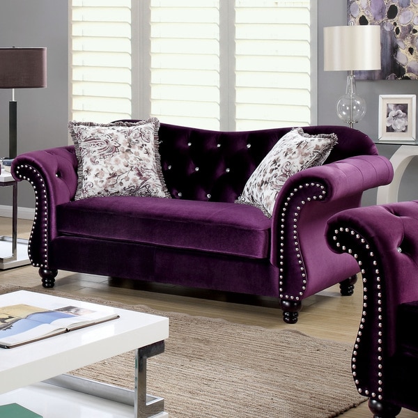 Furniture of America Dessie Traditional Tufted Loveseat