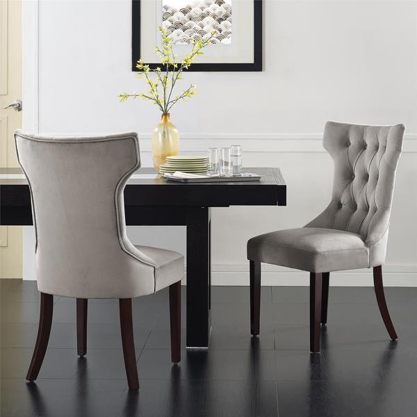 Avenue Greene Clairborne Taupe Tufted Dining Chair (Set of 2)