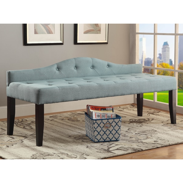  Flax Fabric Upholstered Tufted 64-inch Bench