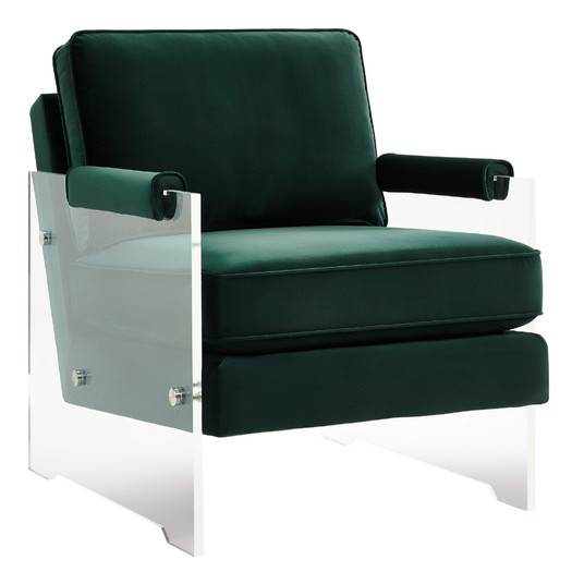 Dore Velvet/Lucite Arm Chair With Removable Upholstery