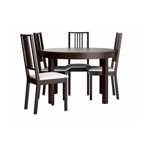 BJURSTA / BÃ–RJE dining set - black and brown with adjustable table