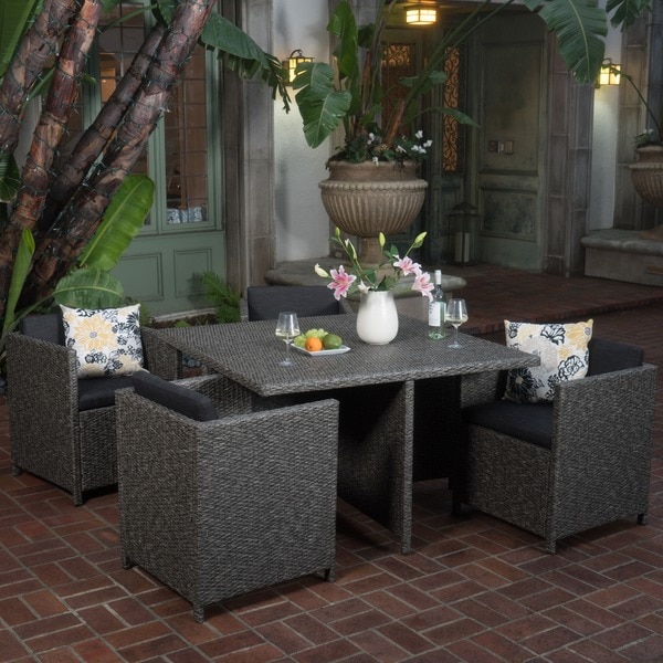 Puerta Outdoor 5-piece Wicker Dining Set with Cushions