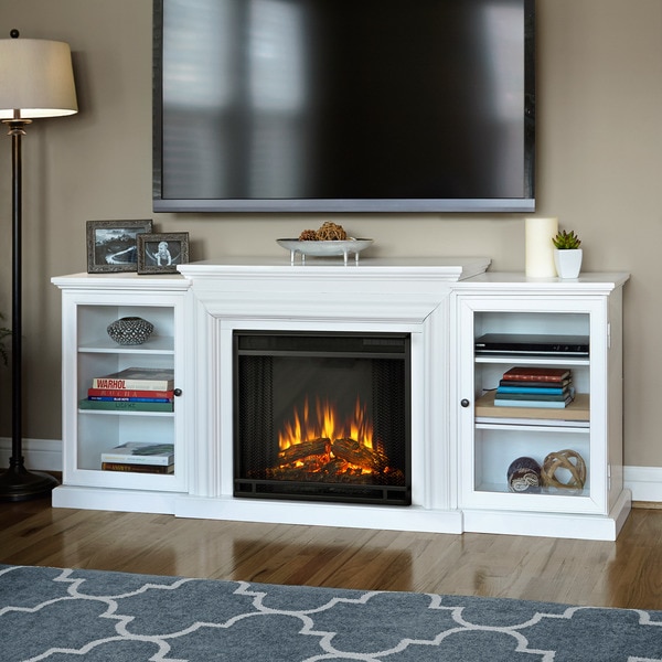 Real Flame Frederick White 72 in. L x 15.5 in. D x 30.1 in. H Electric Fireplace Entertainment Cente