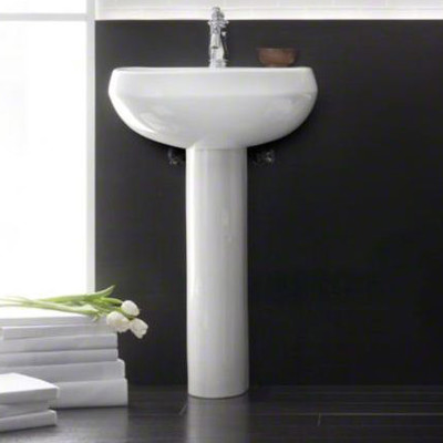 Wellworth Pedestal Bathroom Sink with Single Faucet Hole
