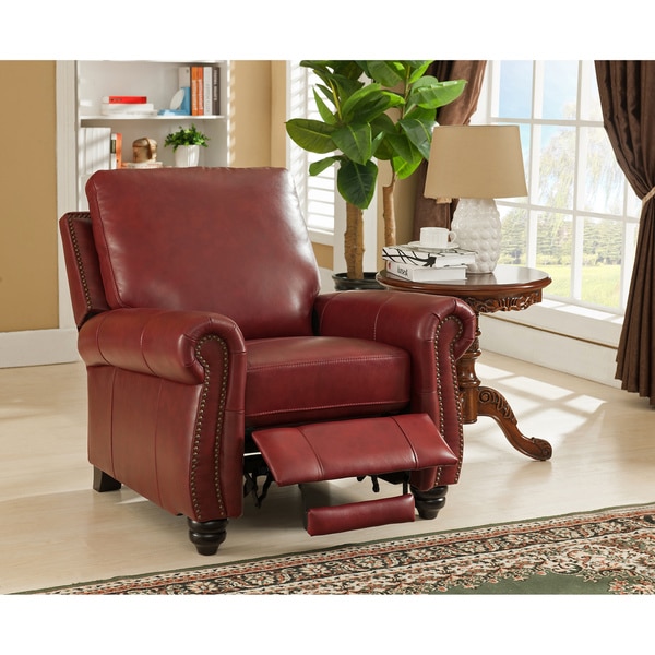 Lenox Red Premium Top Grain Leather Recliner Chair