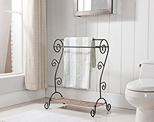 Antique Style Bronze Finish Quilt Towel Rack Stand