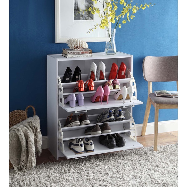 Deluxe White Double Shoe Cabinet