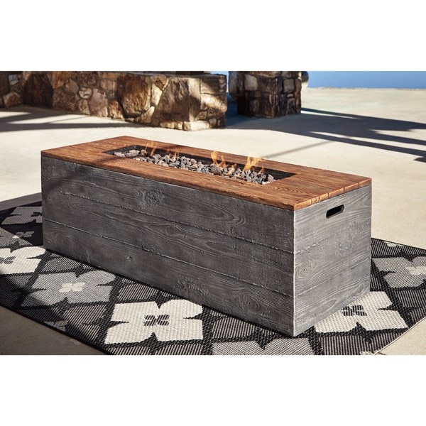 Signature Design by Ashley Hatchlands Brown Low Fire Pit Table