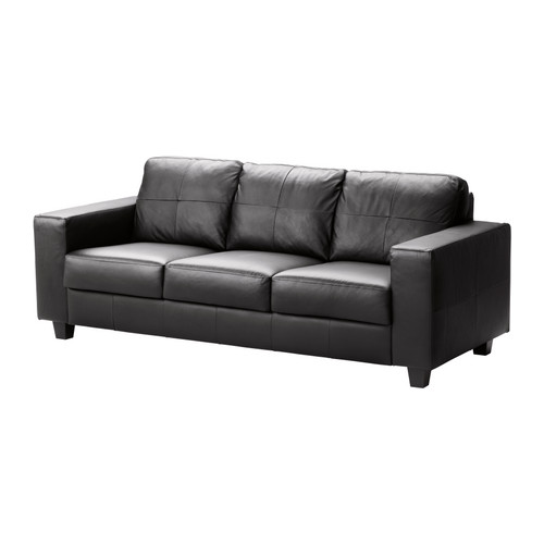 Skogaby Pure Black Leather Sofa