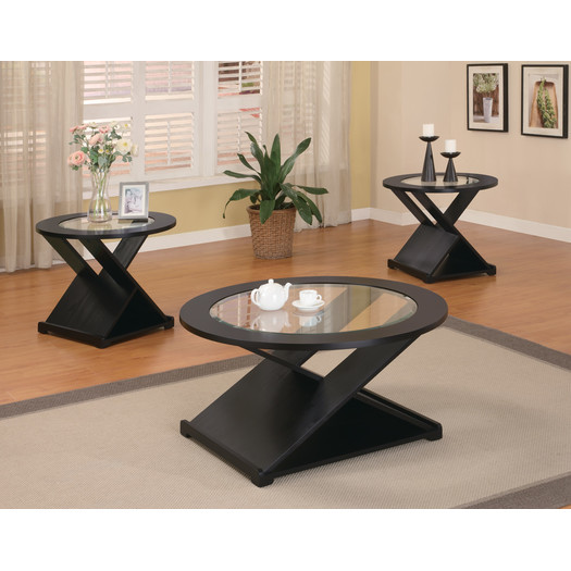 Amalga 3 Piece Coffee Table Wood with Glass Top Set by Wildon Home 