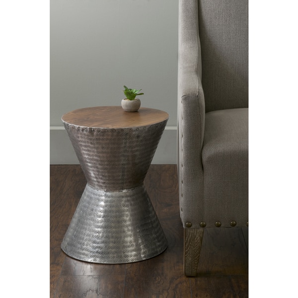 East At Main's Lupton Silver Teakwood Round Accent Table