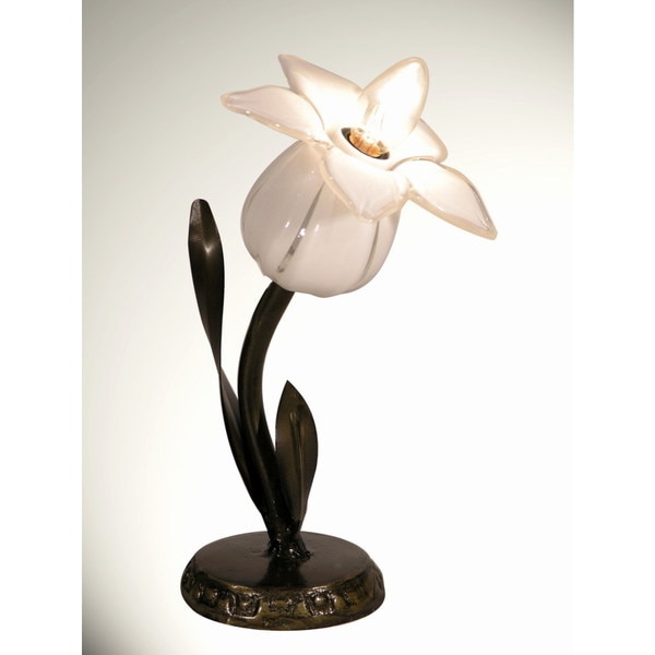 White Tulip Flower 14-inch Table Lamp