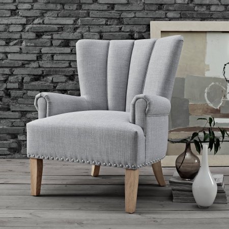 Living room armchair with soft linen fabric upholstery