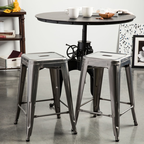 Tabouret 24-inch Vintage and Gunmetal Counter Stool (Set of 2)