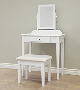 Frenchi Home Furnishing 3 Piece Wood Vanity Set, White Finish