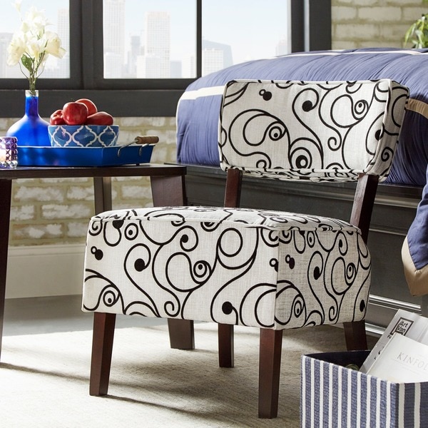 Elko Print Armless Curved Back Accent Chair