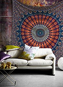 Popular Handicrafts Hippie Mandala Bohemian Psychedelic Intricate Floral Design Indian Bedspread Mag