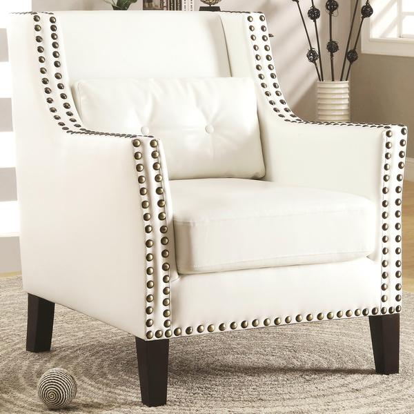 Harvard Madrid Design Decorative Cream/ White Wing Accent Chair with Nail Head Trim