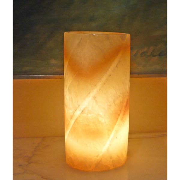 Alabaster Carved Pillar Lamp
