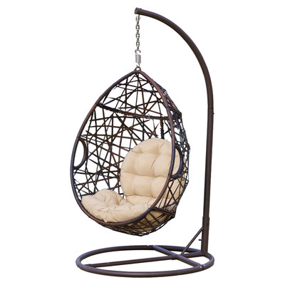 Teardrop shaped patio swing with mount and stand