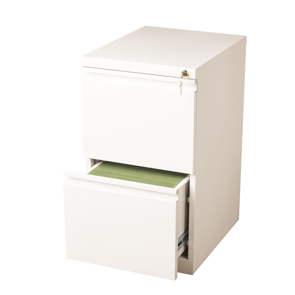 20-inch White Moblie Pedestal File/ File with Extended Front and Full Width Pulls