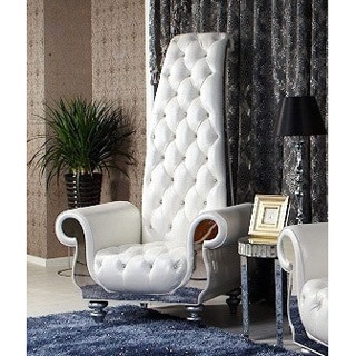 Divani Casa Luxe Neo-Classical White Italian Leather Tall Chair
