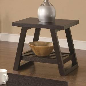 Egyptian style casual end table in Cappuccino Wood