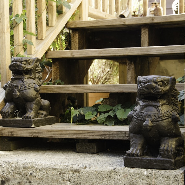 Set of 2 Volcanic Ash Guardian Fu Dogs Sculptures (Indonesia)