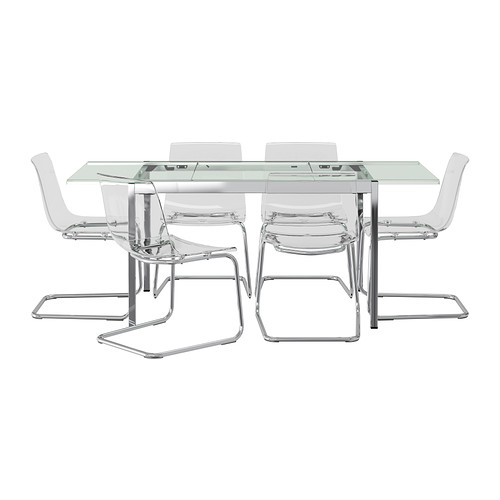 GLIVARP TOBIAS modern glass dining table and chair set