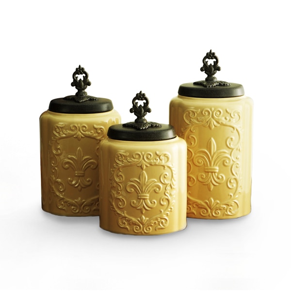 Antique Cream Canisters (Set of 3)