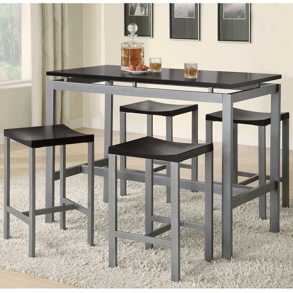 Coaster Company Black/ Silver Counter Height 5-piece Dining Set