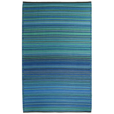 World Turquoise/Moss Green Cancun Stripe Indoor/Outdoor Area Rug 