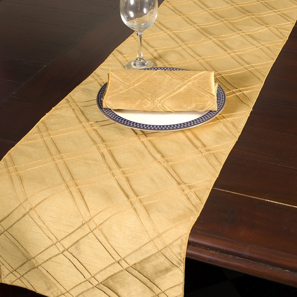 Gold Polyester Pintuck Table Runner