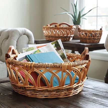Household Essentials Robin Tan Wicker Decorative Baskets (Set of 3)