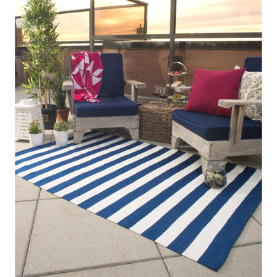 Nantucket Striped Blue & White Indoor/Outdoor Area Rug