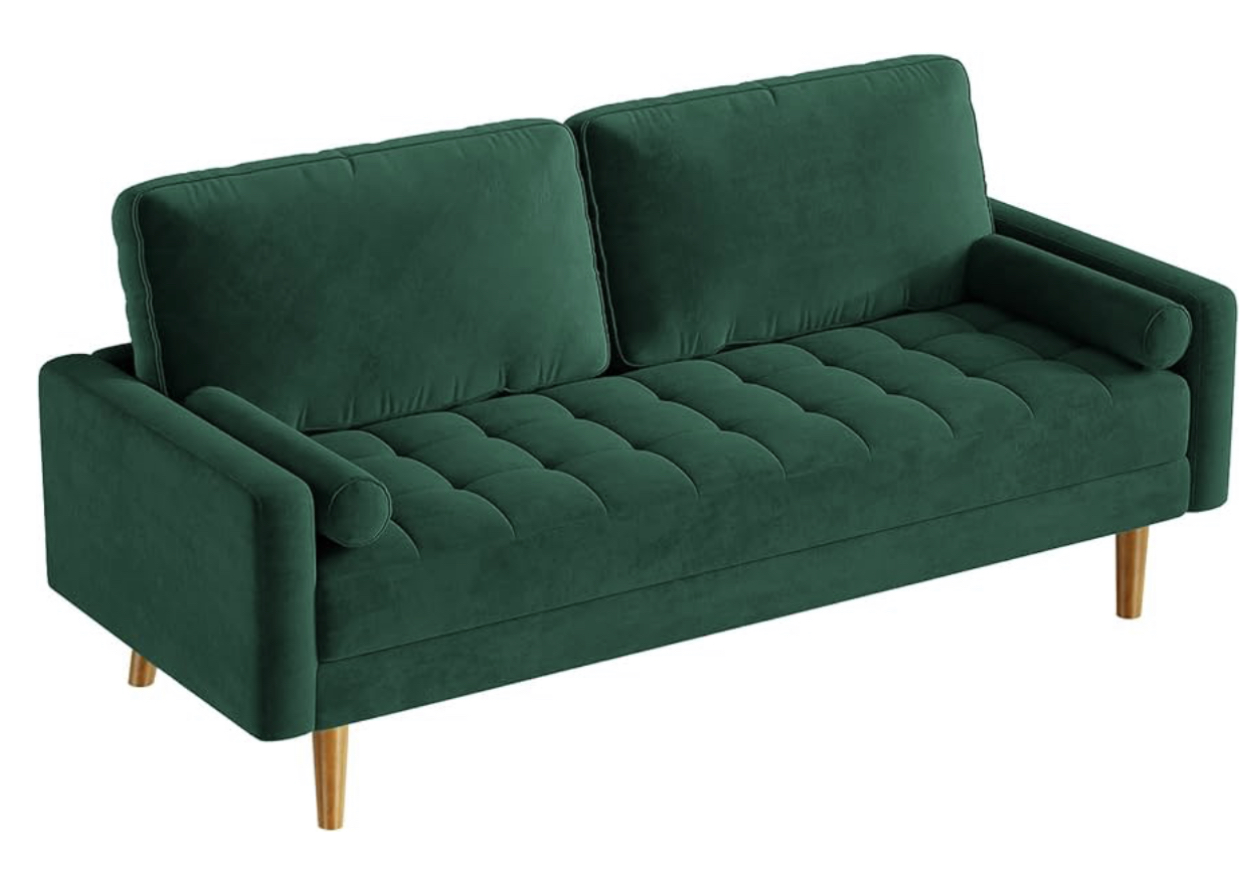 Deep forest green minimalist sofa