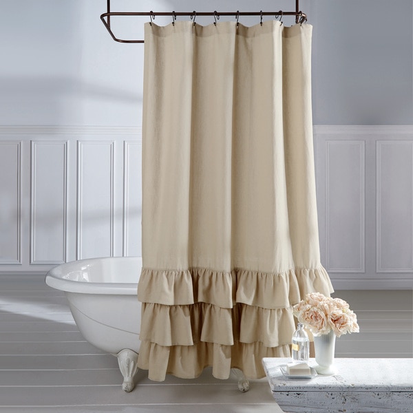 Veratex Linen Vintage Ruffle Shower Curtain